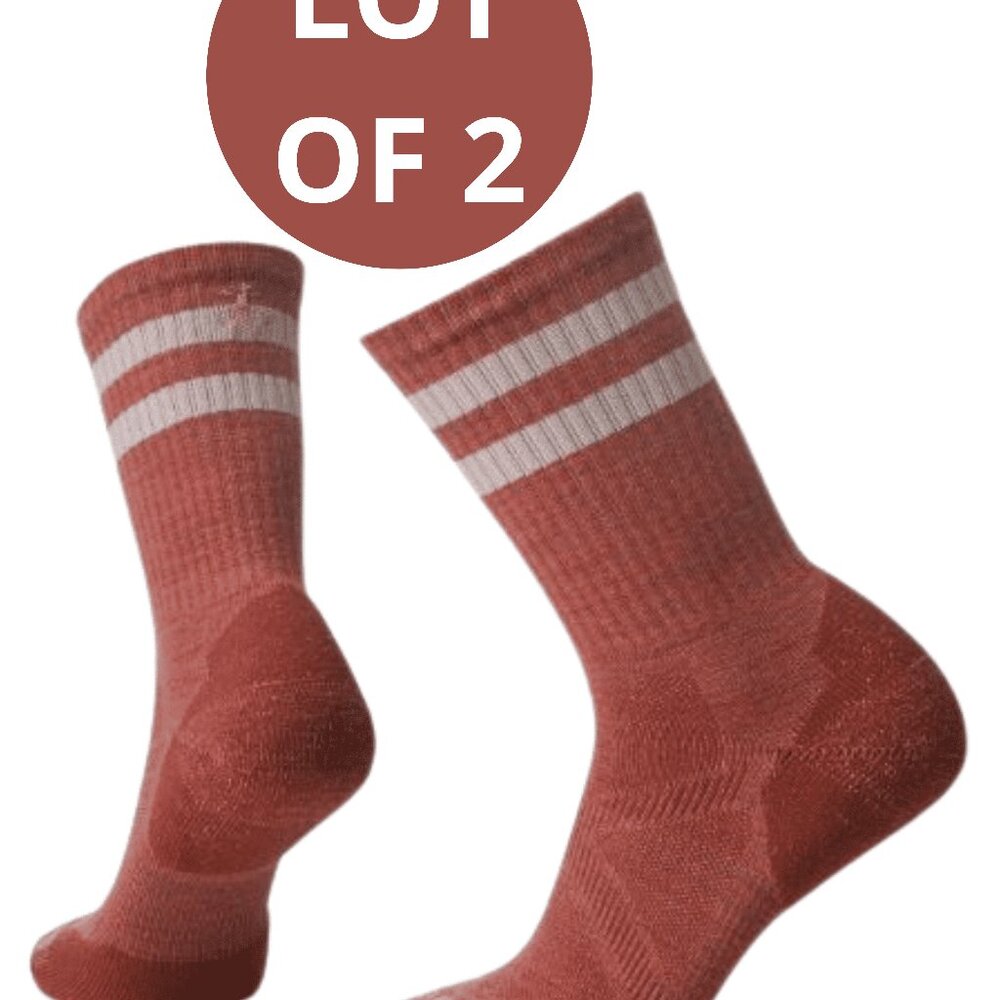 Smartwool MerinoWool Unisex Crew Socks Athletic Stripe 2 Pack Dusty Cedar Small